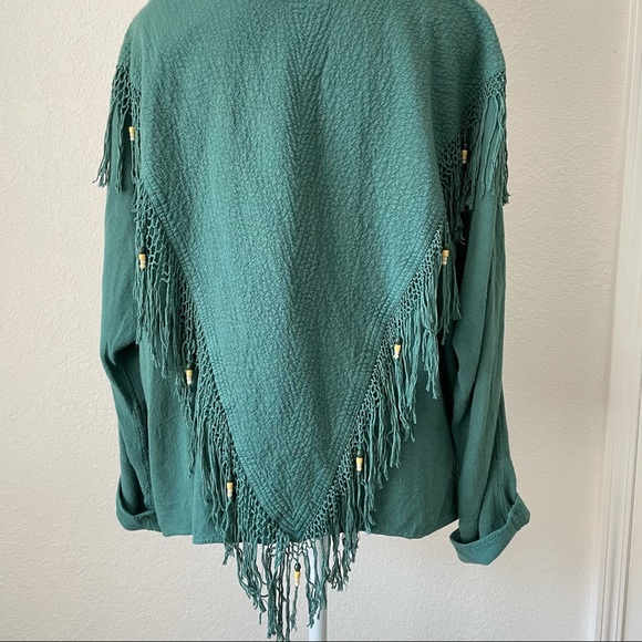 VINTAGE AMAZING BEADED FRINGE JACKET SHIRT TOP M - Picture 4 of 14